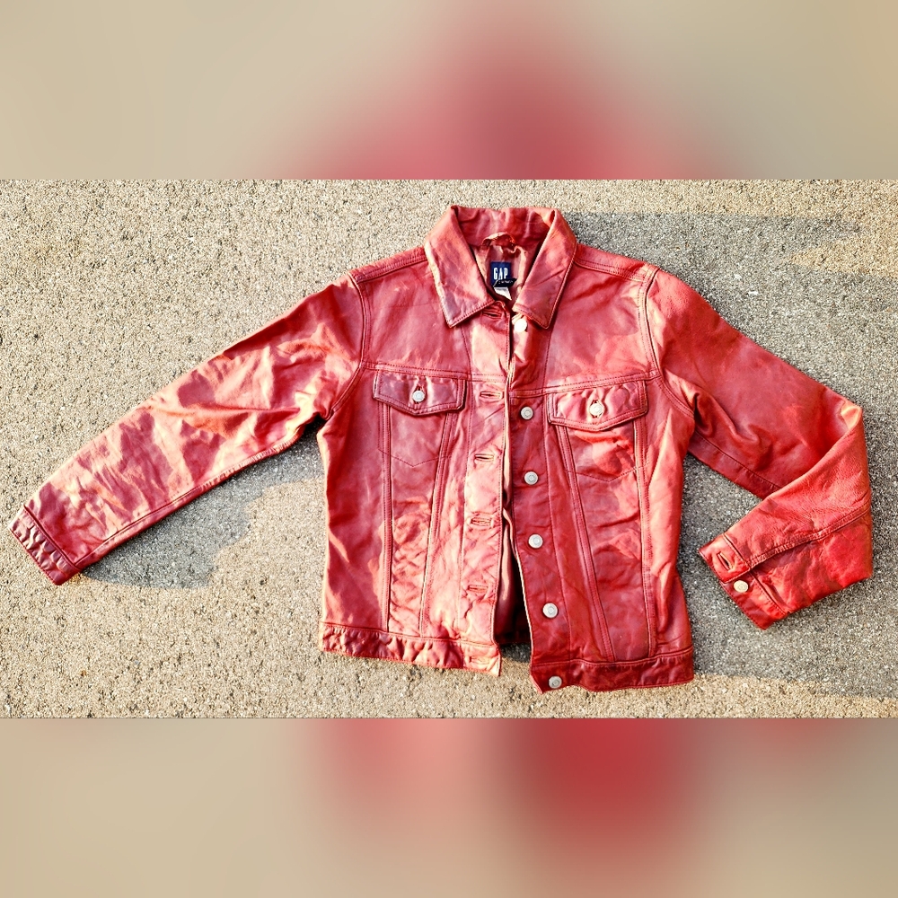 Women's Red Gap Leather Jacket